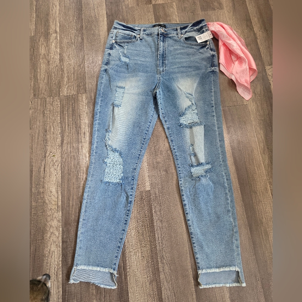NWT JUICY COUTURE melrose Heans Distressed High Waist Stretch Pink Belt Y2K Raw